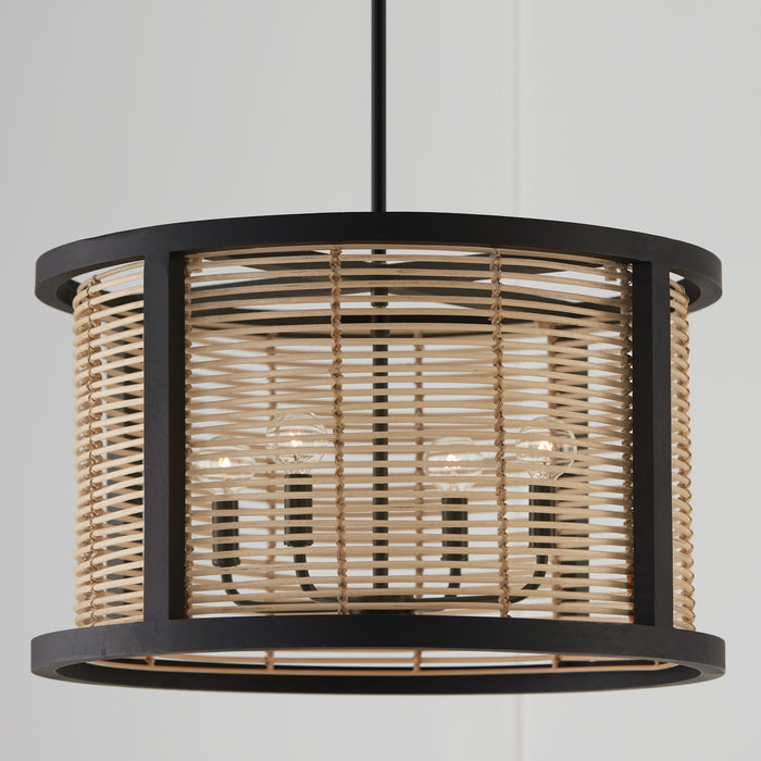 Capital Lighting 344061FK Four Light Pendant, Flat Black