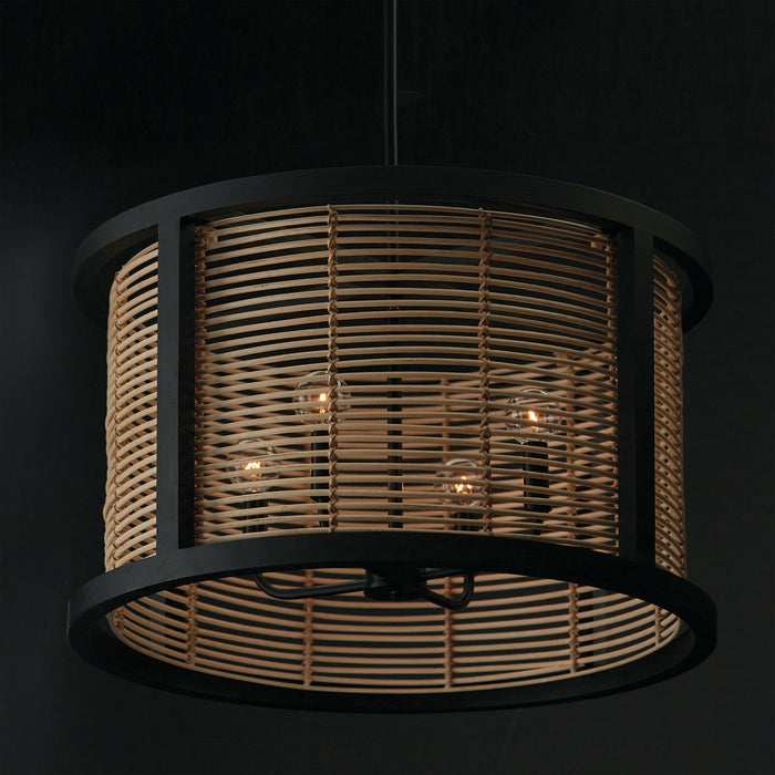 Capital Lighting 344061FK Four Light Pendant, Flat Black