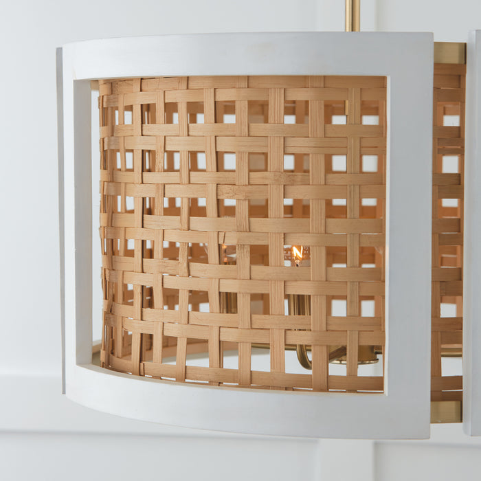 Capital Lighting 344341WM Four Light Pendant, Flat White and Matte Brass