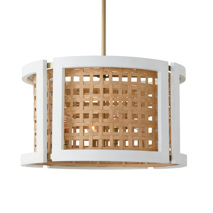 Capital Lighting 344341WM Four Light Pendant, Flat White and Matte Brass