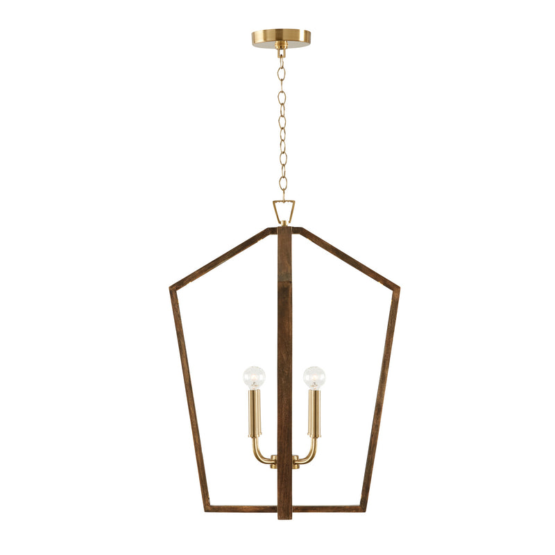 Capital Lighting 344541NM Four Light Pendant, Nordic Wood and Matte Brass
