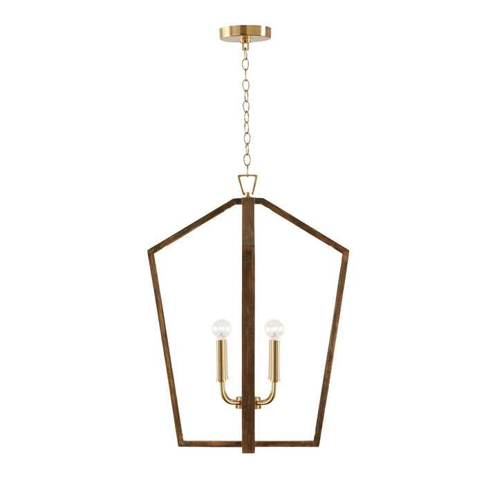 Capital Lighting 344541NM Four Light Pendant, Nordic Wood and Matte Brass