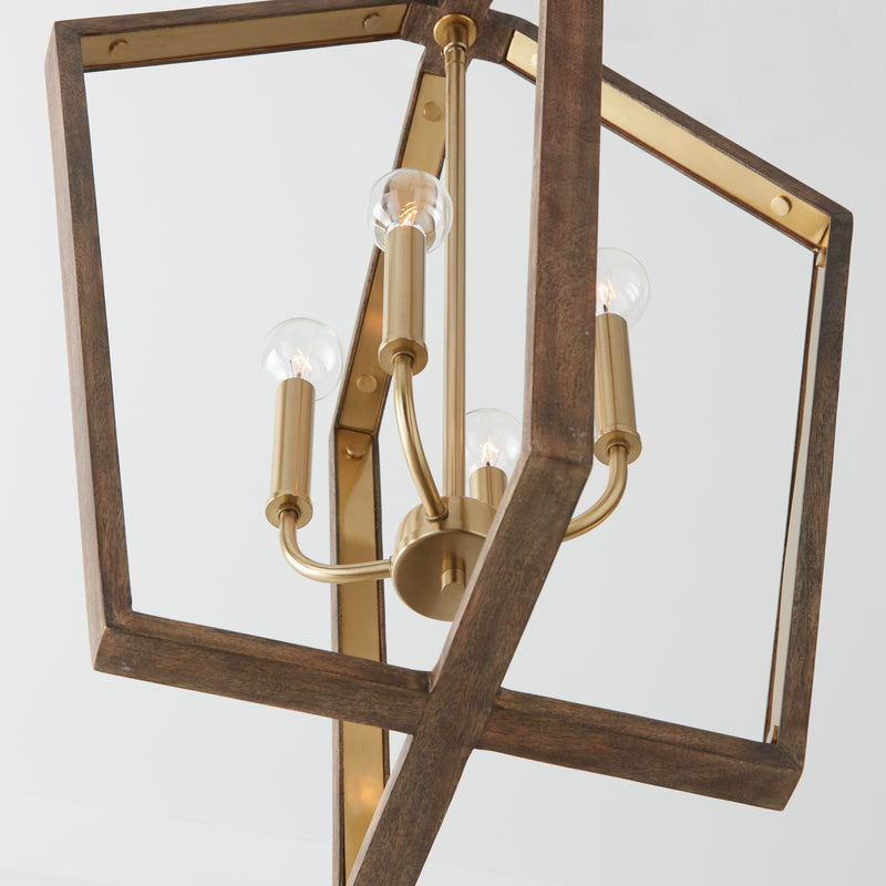 Capital Lighting 344541NM Four Light Pendant, Nordic Wood and Matte Brass