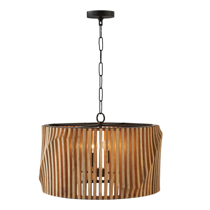 Capital Lighting 344642WK Four Light Pendant, Light Wood and Matte Black