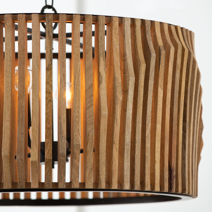 Capital Lighting 344642WK Four Light Pendant, Light Wood and Matte Black