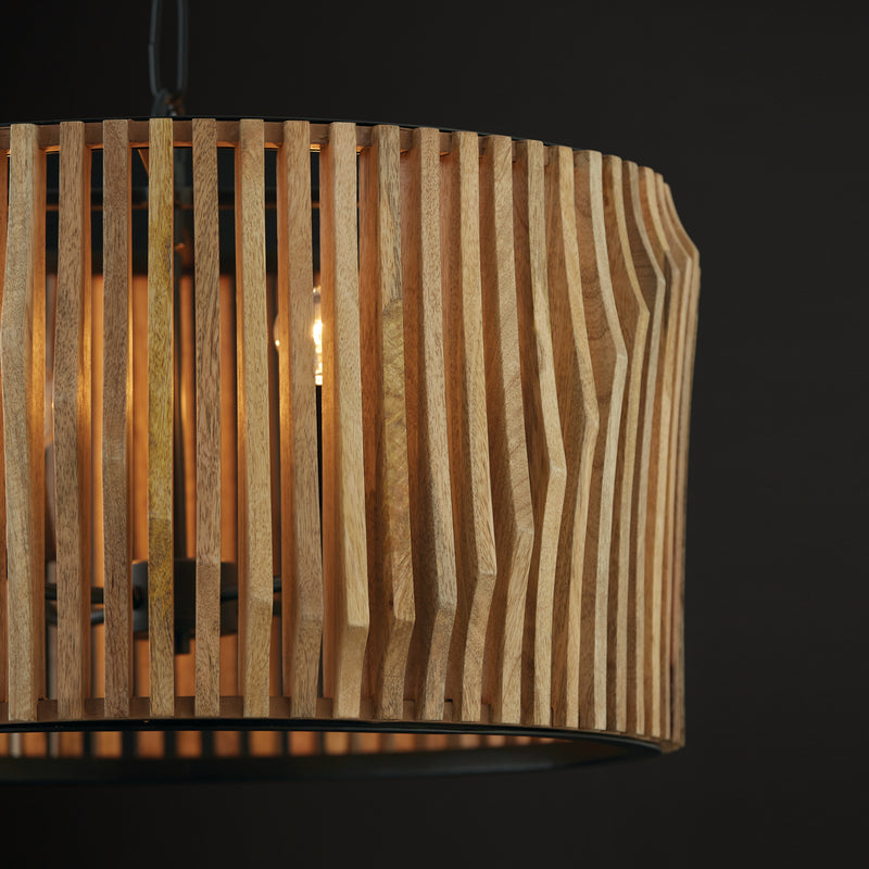 Capital Lighting 344642WK Four Light Pendant, Light Wood and Matte Black