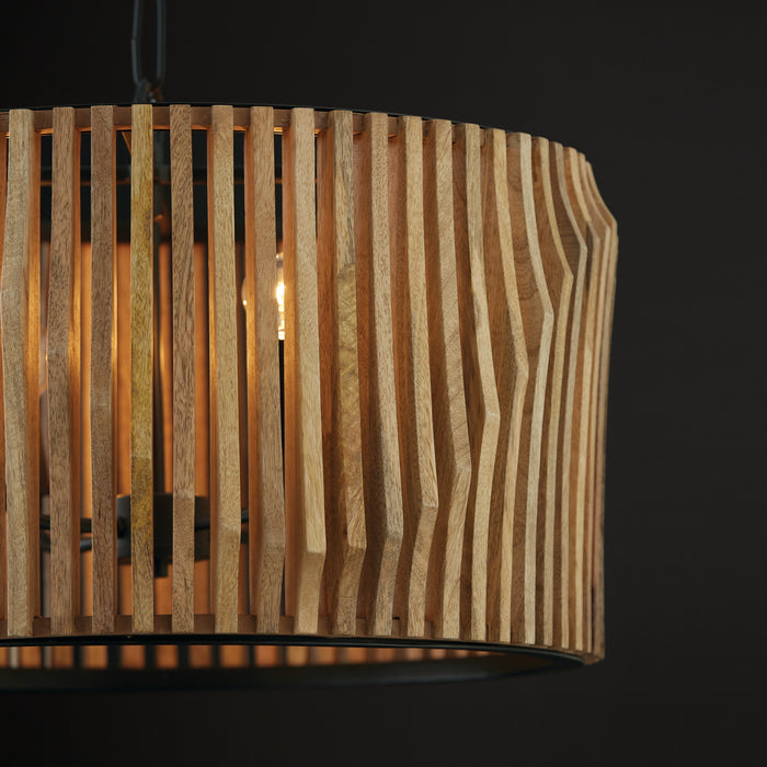 Capital Lighting 344642WK Four Light Pendant, Light Wood and Matte Black