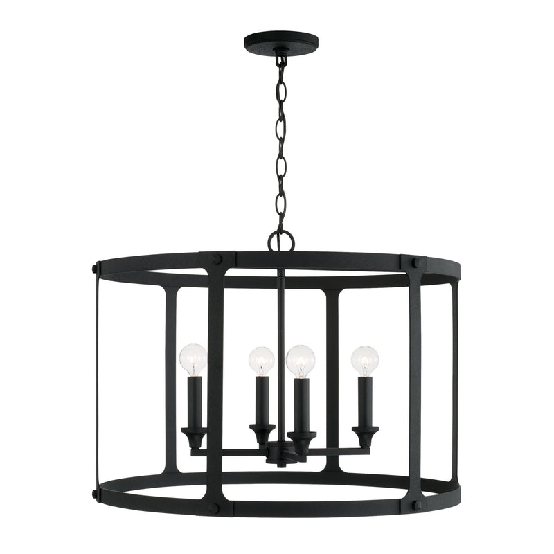 Capital Lighting 344941BI Four Light Pendant, Black Iron