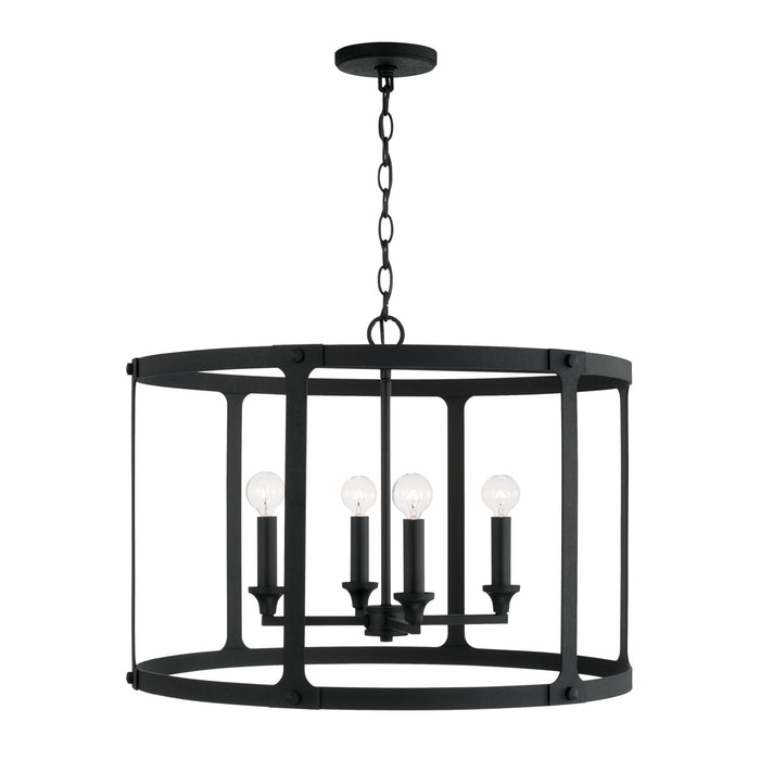 Capital Lighting 344941BI Four Light Pendant, Black Iron