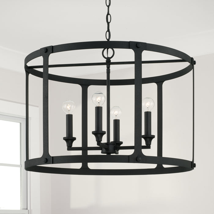 Capital Lighting 344941BI Four Light Pendant, Black Iron
