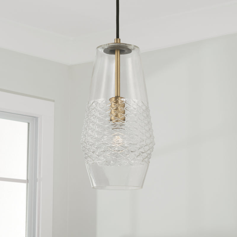 Capital Lighting 345011AD One Light Pendant, Aged Brass