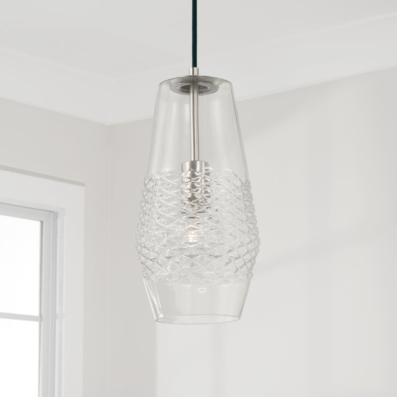 Capital Lighting 345011BN One Light Pendant, Brushed Nickel