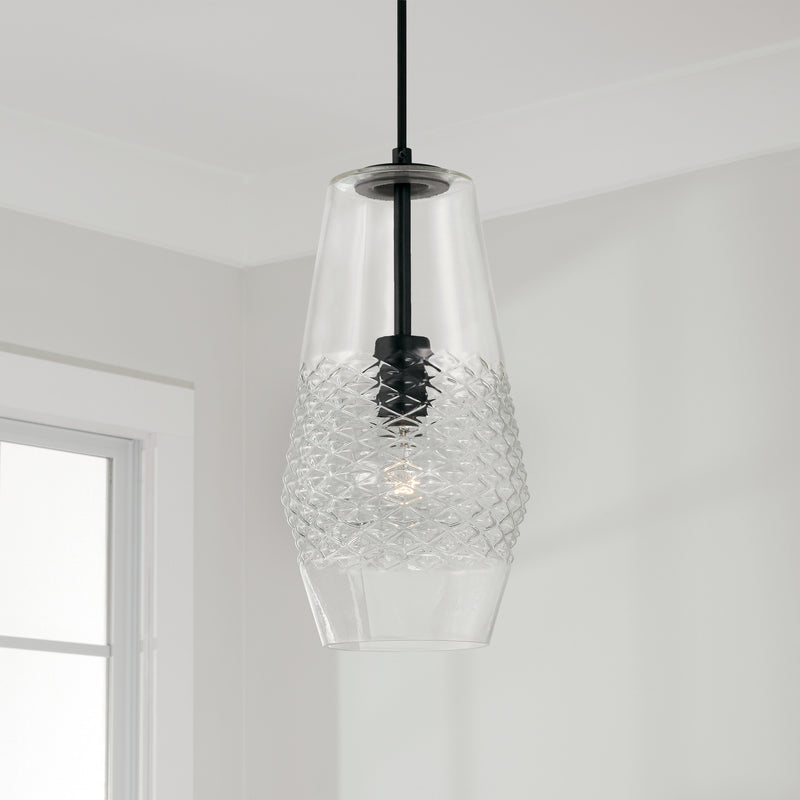 Capital Lighting 345011MB One Light Pendant, Matte Black
