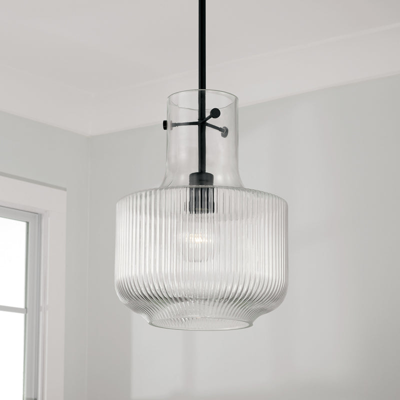 Capital Lighting 345111MB One Light Pendant, Matte Black