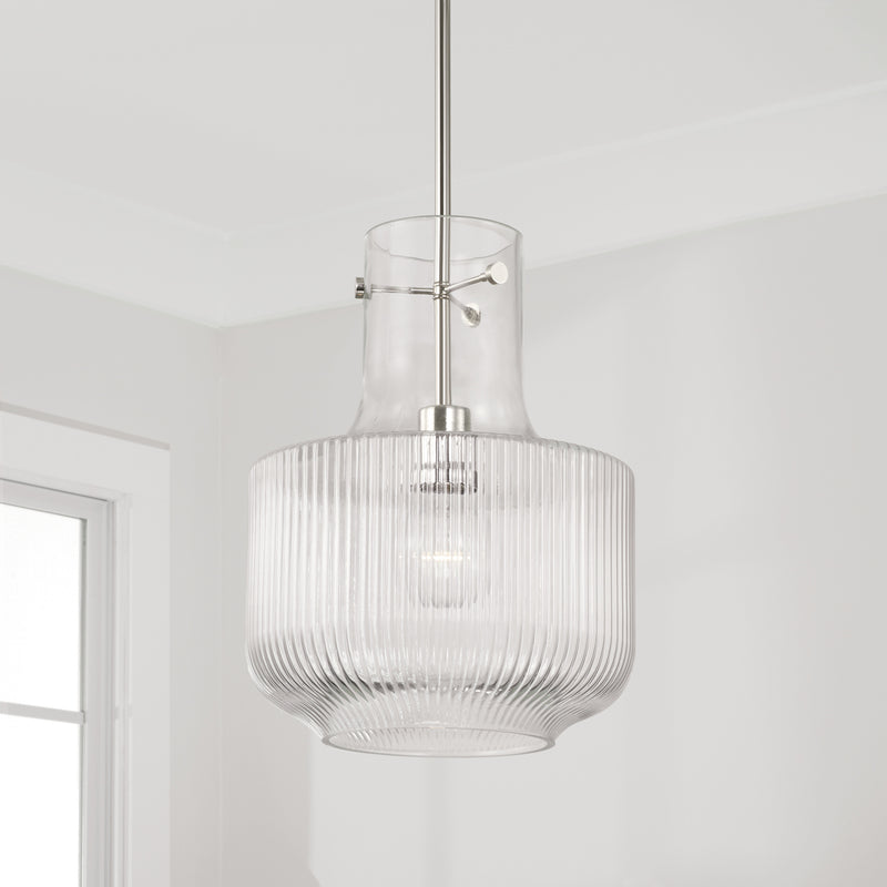 Capital Lighting 345111PN One Light Pendant, Polished Nickel