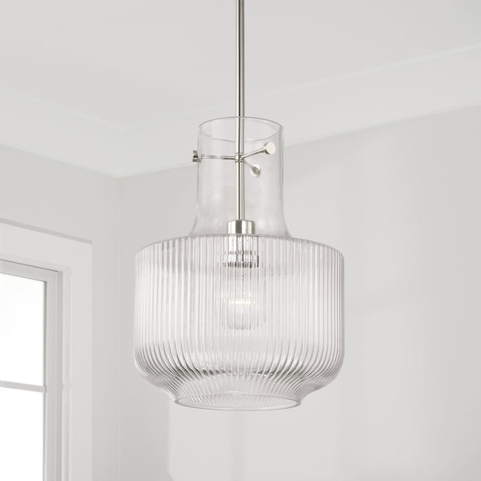 Capital Lighting 345111PN One Light Pendant, Polished Nickel