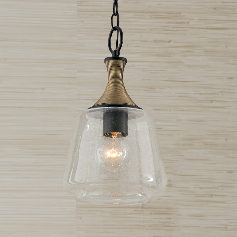 Capital Lighting 345611KB One Light Pendant, Matte Black with Brass