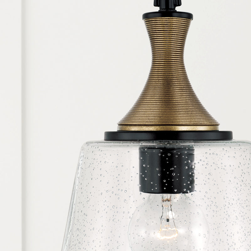 Capital Lighting 345611KB One Light Pendant, Matte Black with Brass