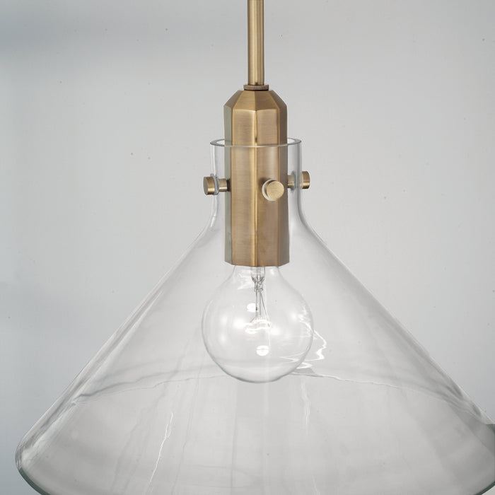Capital Lighting 345811AD One Light Pendant, Aged Brass