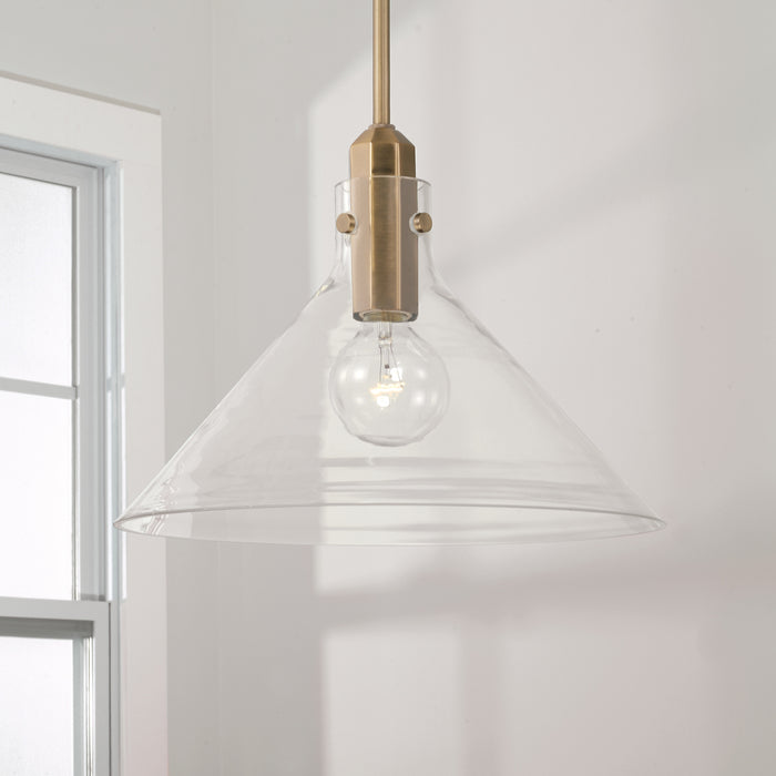 Capital Lighting 345811AD One Light Pendant, Aged Brass