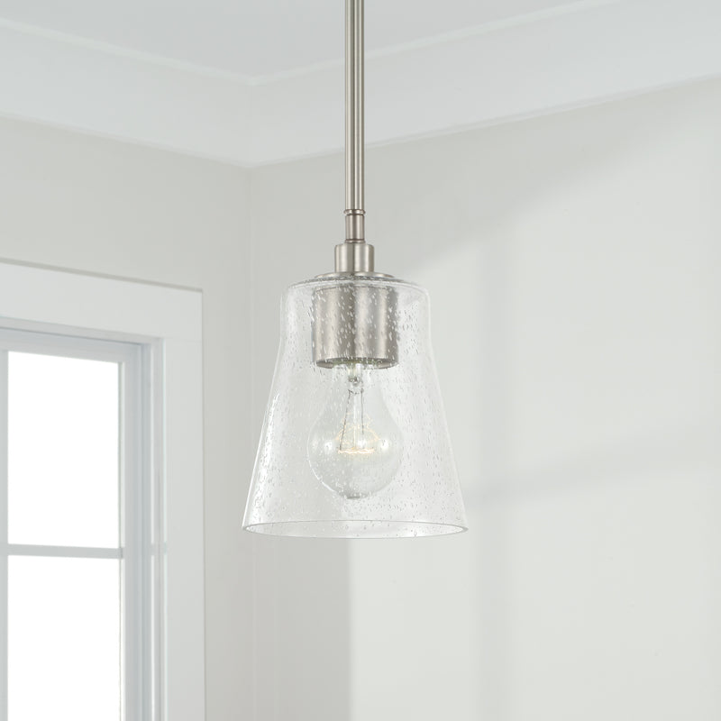 Capital Lighting 346911BN-533 One Light Pendant, Brushed Nickel
