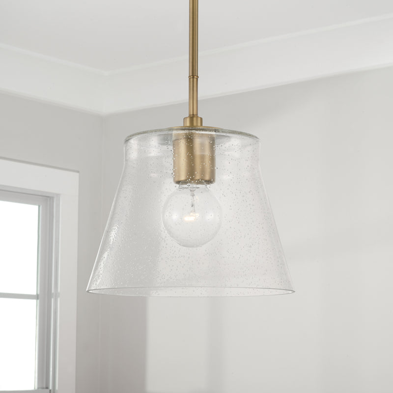 Capital Lighting 346912AD One Light Pendant, Aged Brass