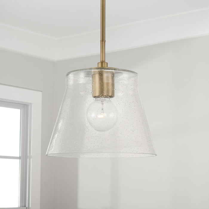 Capital Lighting 346912AD One Light Pendant, Aged Brass