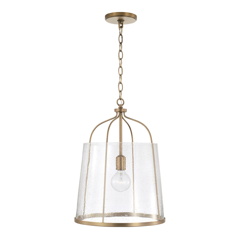 Capital Lighting 347011AD One Light Pendant, Aged Brass