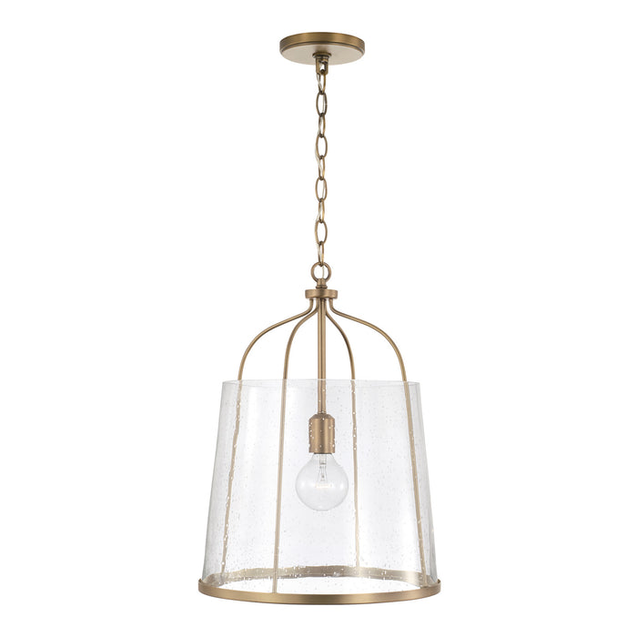 Capital Lighting 347011AD One Light Pendant, Aged Brass