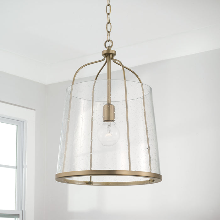 Capital Lighting 347011AD One Light Pendant, Aged Brass