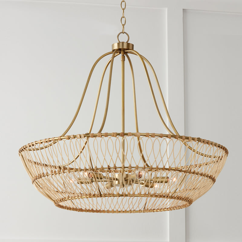 Capital Lighting 444161MA Six Light Chandelier, Matte Brass