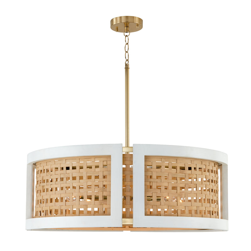 Capital Lighting 444361WM Six Light Chandelier, Flat White and Matte Brass