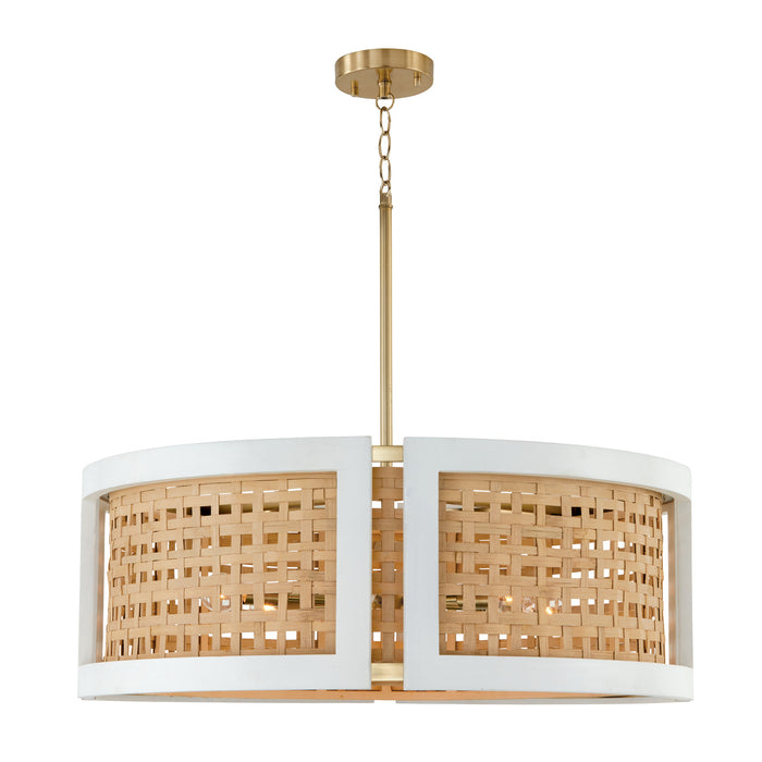 Capital Lighting 444361WM Six Light Chandelier, Flat White and Matte Brass