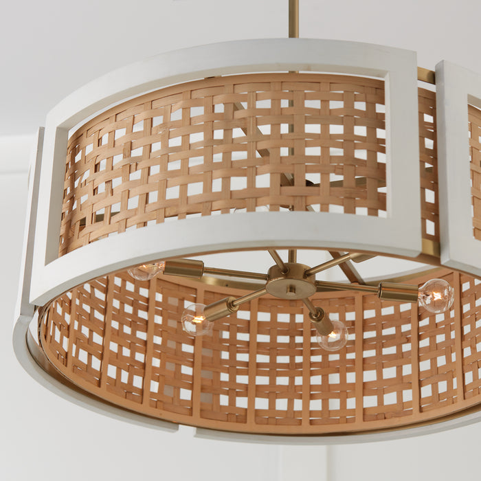 Capital Lighting 444361WM Six Light Chandelier, Flat White and Matte Brass