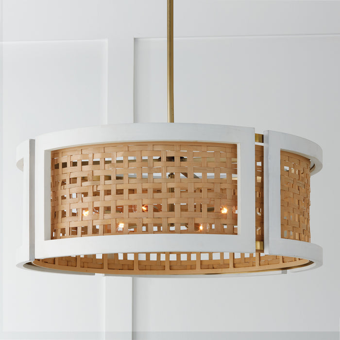 Capital Lighting 444361WM Six Light Chandelier, Flat White and Matte Brass