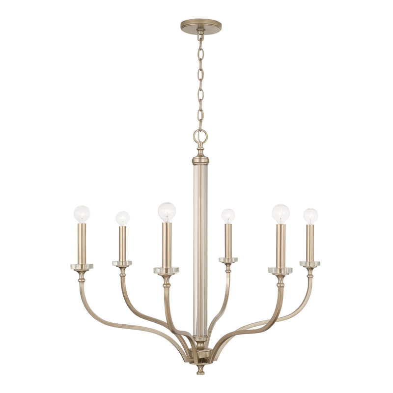 Capital Lighting 444861BS Six Light Chandelier, Brushed Champagne