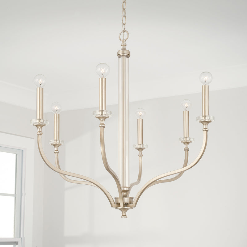 Capital Lighting 444861BS Six Light Chandelier, Brushed Champagne