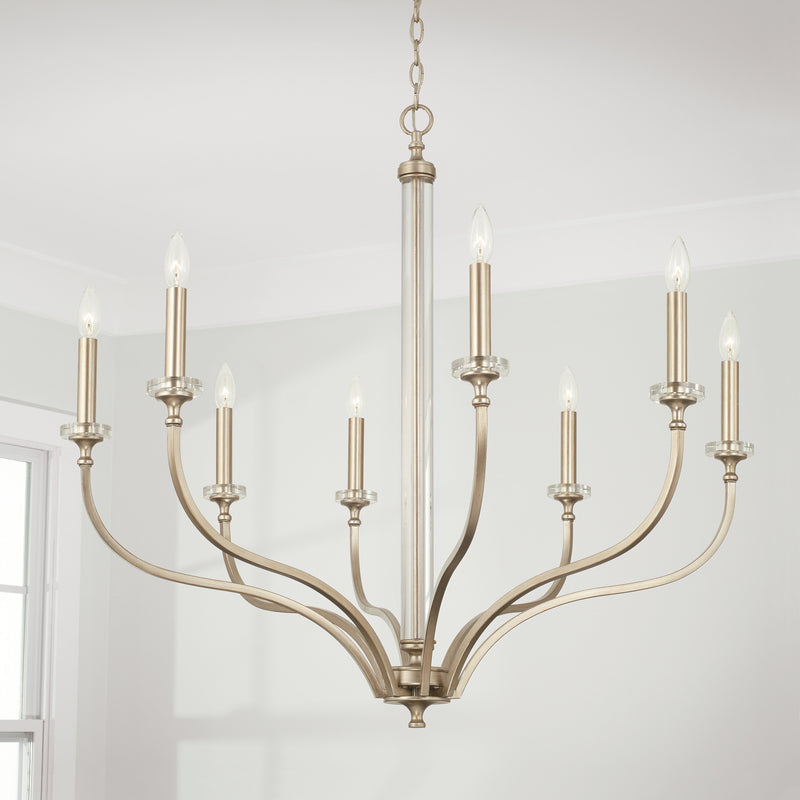 Capital Lighting 444881BS Eight Light Chandelier, Brushed Champagne
