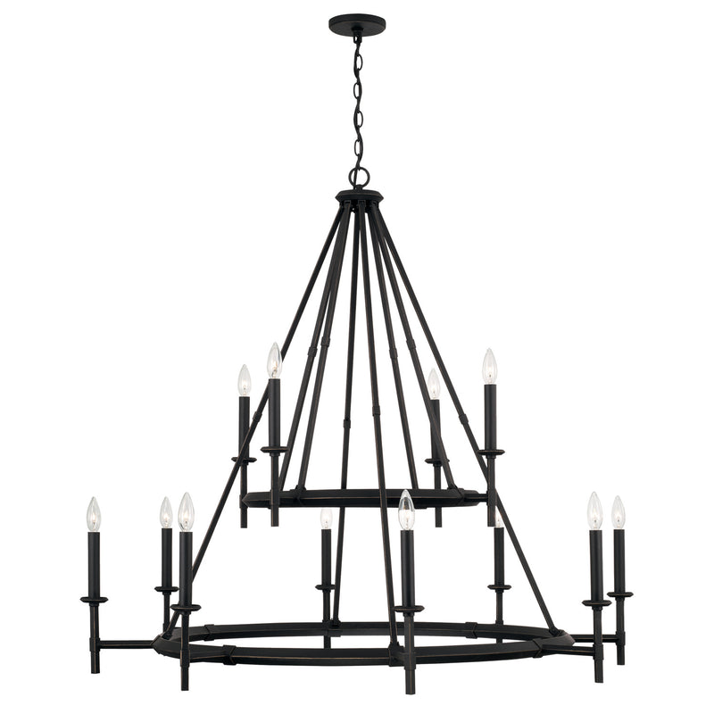 Capital Lighting 445201IH 12 Light Chandelier, Brushed Black Iron