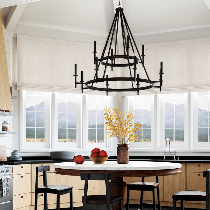 Capital Lighting 445201IH 12 Light Chandelier, Brushed Black Iron