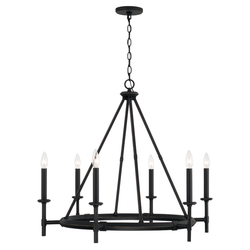 Capital Lighting 445261IH Six Light Chandelier, Brushed Black Iron