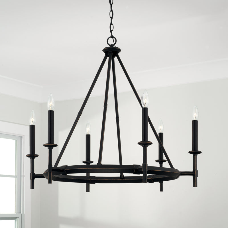 Capital Lighting 445261IH Six Light Chandelier, Brushed Black Iron