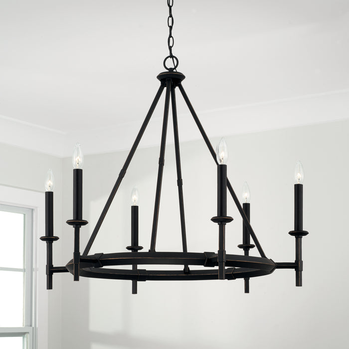 Capital Lighting 445261IH Six Light Chandelier, Brushed Black Iron