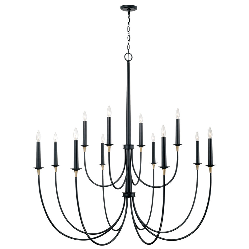 Capital Lighting 445601KB 12 Light Chandelier, Matte Black with Brass