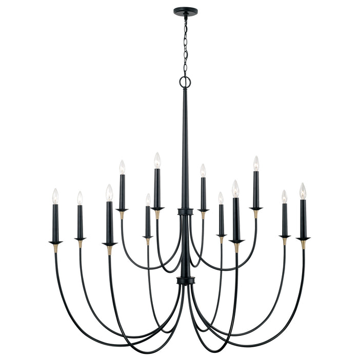 Capital Lighting 445601KB 12 Light Chandelier, Matte Black with Brass