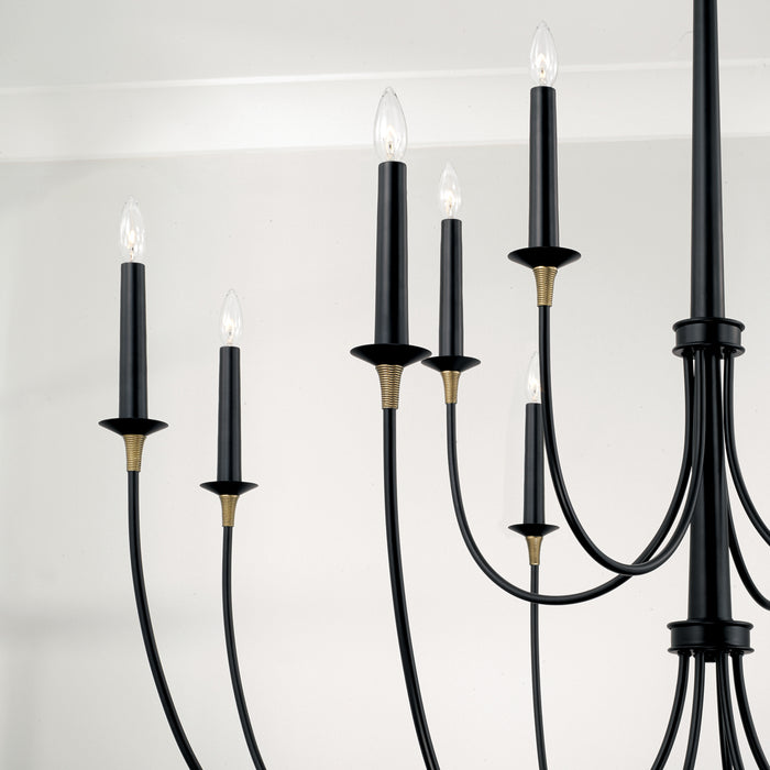 Capital Lighting 445601KB 12 Light Chandelier, Matte Black with Brass