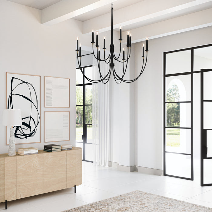 Capital Lighting 445601KB 12 Light Chandelier, Matte Black with Brass