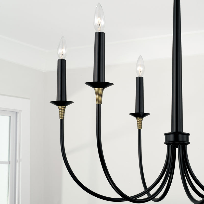Capital Lighting 445661KB Six Light Chandelier, Matte Black with Brass
