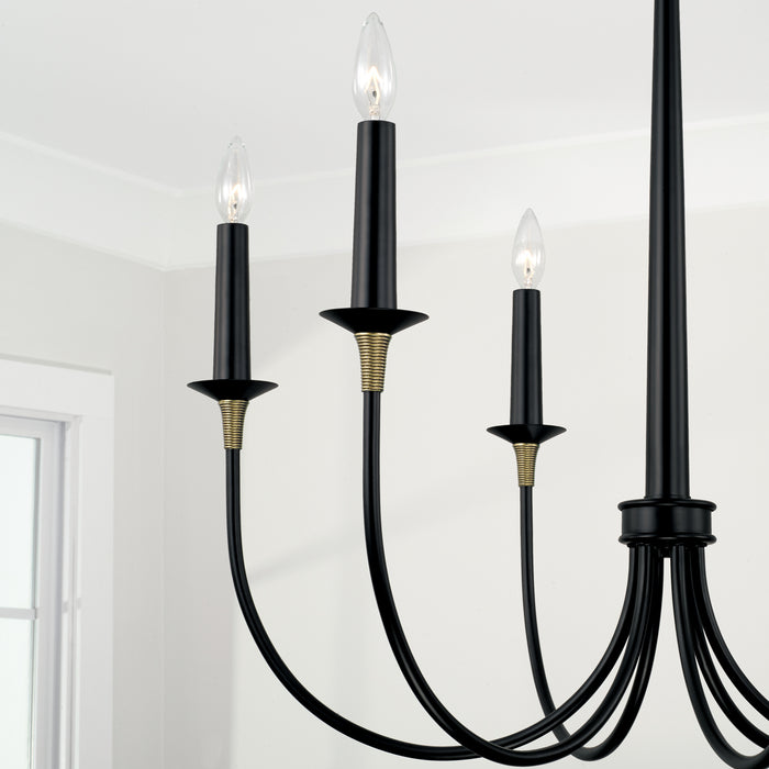 Capital Lighting 445661KB Six Light Chandelier, Matte Black with Brass