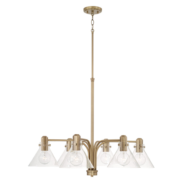 Capital Lighting 445861AD-528 Six Light Chandelier, Aged Brass